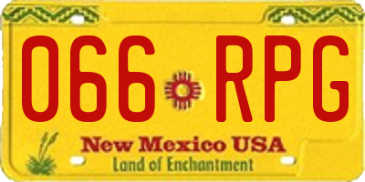 NM license plate 066RPG