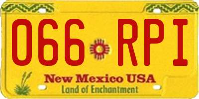 NM license plate 066RPI