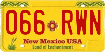 NM license plate 066RWN