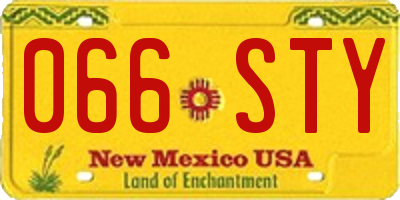 NM license plate 066STY