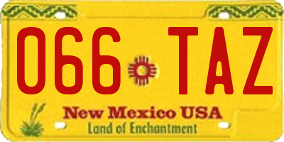 NM license plate 066TAZ