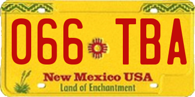 NM license plate 066TBA