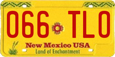 NM license plate 066TLO