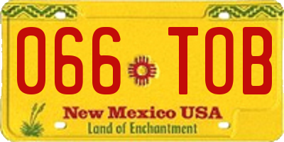 NM license plate 066TOB