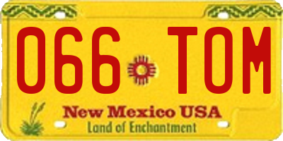 NM license plate 066TOM