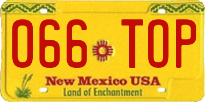 NM license plate 066TOP