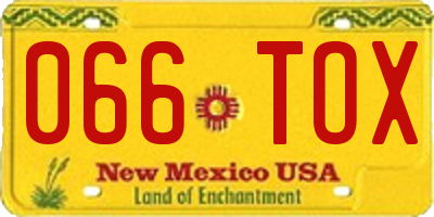 NM license plate 066TOX