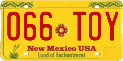 NM license plate 066TOY
