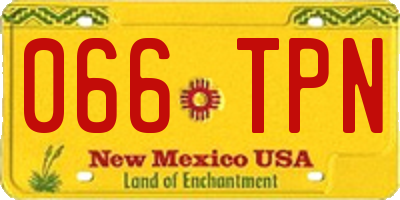 NM license plate 066TPN