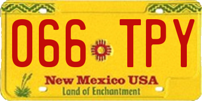 NM license plate 066TPY