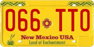 NM license plate 066TTO