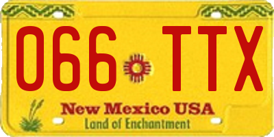 NM license plate 066TTX