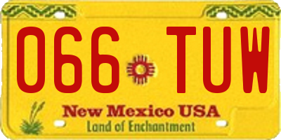 NM license plate 066TUW