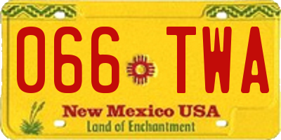 NM license plate 066TWA