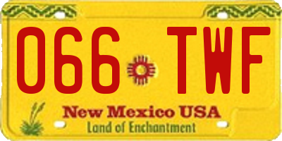 NM license plate 066TWF