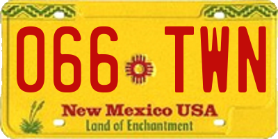 NM license plate 066TWN