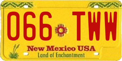 NM license plate 066TWW