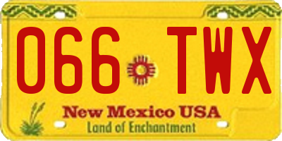 NM license plate 066TWX