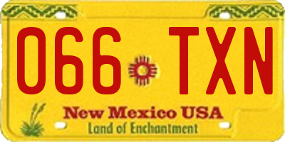 NM license plate 066TXN
