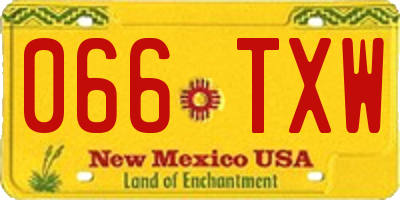 NM license plate 066TXW