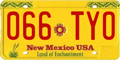 NM license plate 066TYO