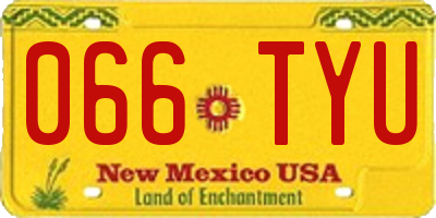 NM license plate 066TYU