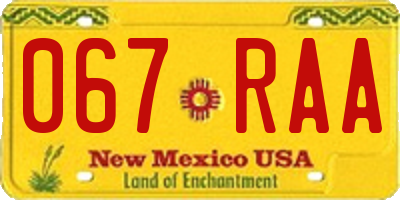 NM license plate 067RAA