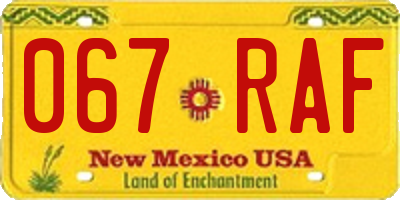 NM license plate 067RAF