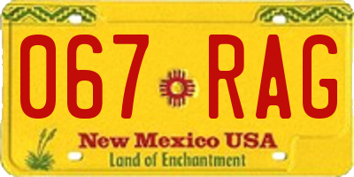 NM license plate 067RAG