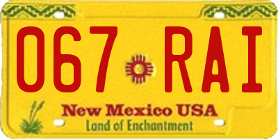 NM license plate 067RAI