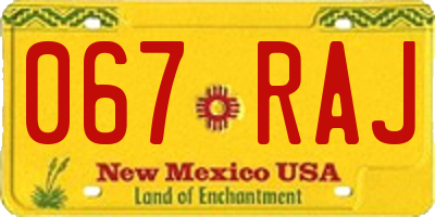 NM license plate 067RAJ