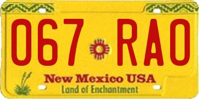 NM license plate 067RAO