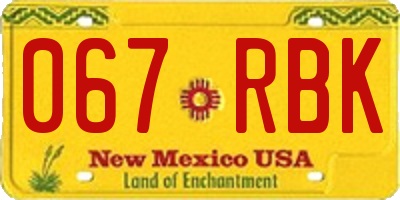 NM license plate 067RBK