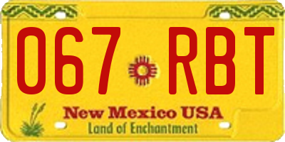 NM license plate 067RBT