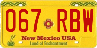 NM license plate 067RBW