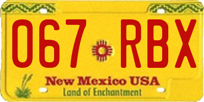 NM license plate 067RBX