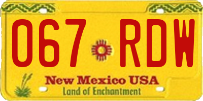 NM license plate 067RDW
