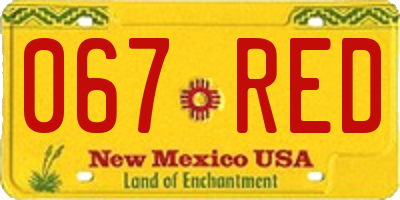 NM license plate 067RED