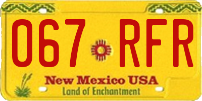 NM license plate 067RFR