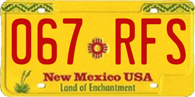 NM license plate 067RFS