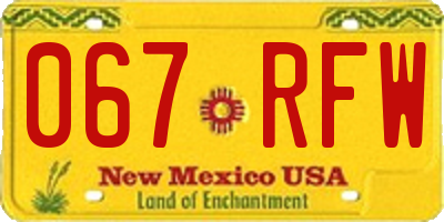 NM license plate 067RFW
