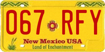 NM license plate 067RFY