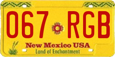 NM license plate 067RGB