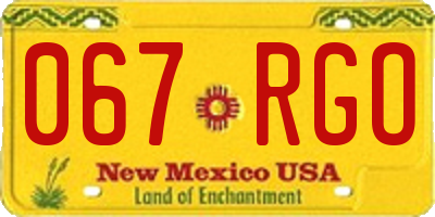 NM license plate 067RGO