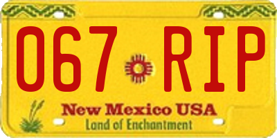 NM license plate 067RIP
