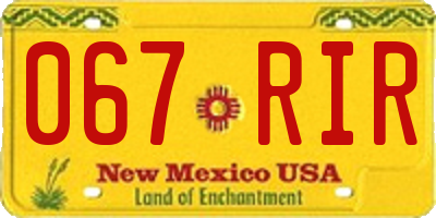 NM license plate 067RIR