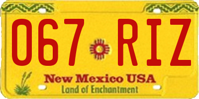 NM license plate 067RIZ