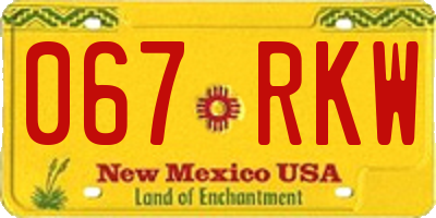 NM license plate 067RKW