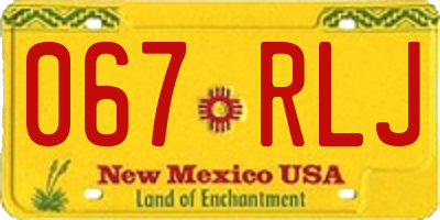 NM license plate 067RLJ
