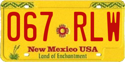 NM license plate 067RLW